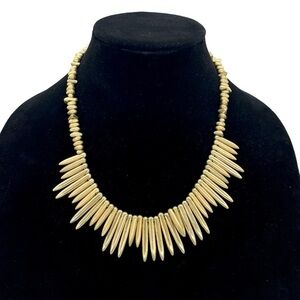 Vintage Gold Tone Metal Spike Necklace Tribal Statement Mad Max Bib Collar